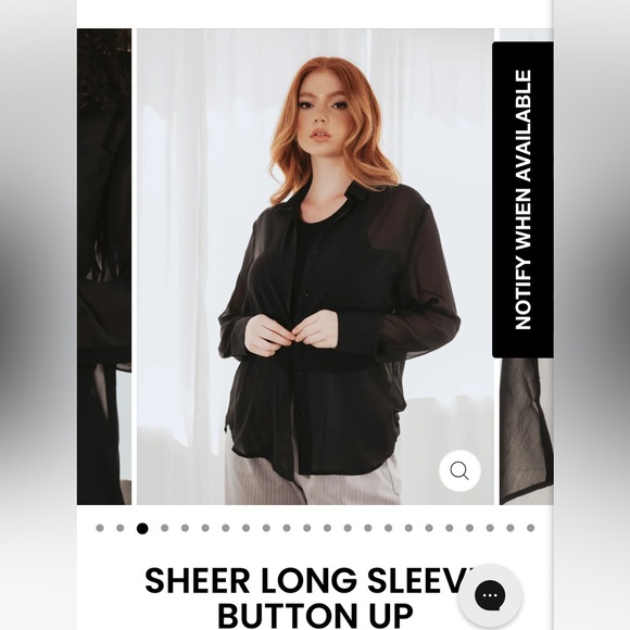 NWT Klassy Network Long Sleeve Button Up Sheer Top - Picture 4 of 5